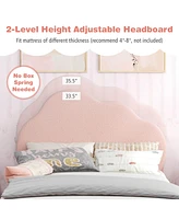 Costway Kids Twin Platform Bed Frame Upholstered Twin Size Bed with Wooden Slats Support