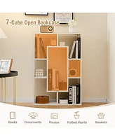 Costway 2 Pcs 7-Cube Geometric Bookshelf with Anti-Toppling Device Modern Open Bookcase