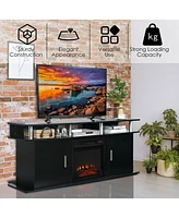 Gymax 63'' Fireplace Tv Stand W/18'' 1400W Electric Fireplace up to 70'' Black