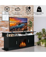 Gymax 63'' Fireplace Tv Stand W/18'' 1500W Electric Fireplace up to 70'' Black
