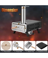 Costway Outdoor Pizza Oven Wood Pellet Pizza Stove with 12" Round Rotatable Pizza Stone