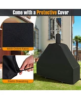 Costway Outdoor Pizza Oven Wood Fired Pizza Oven with 600D Oxford Fabric Cover