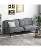 Convertible Folding Futon Sofa Bed with 6-Position Adjustable Backrest Cushion