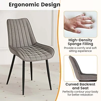 Costway Dining Chair Set of 2 Upholstered Leisure Chairs with Metal Legs Padded Seat