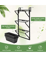Costway Hanging Vertical Planter with 3 Planter Boxes & Detachable Hooks for Flowers