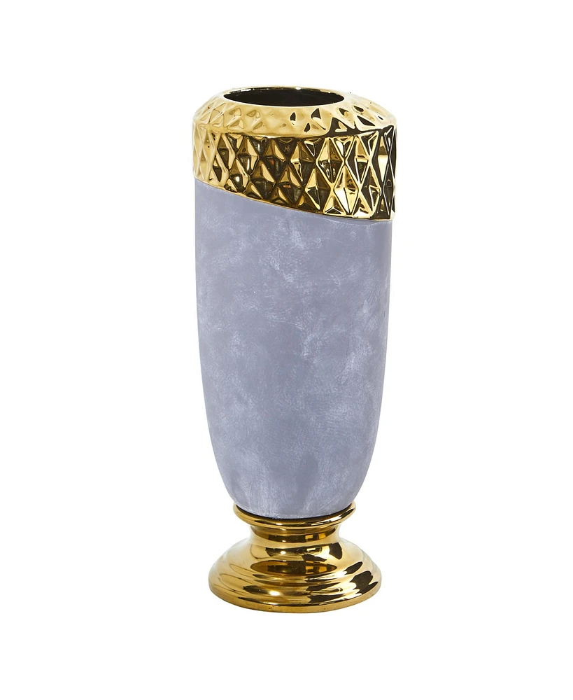 Slickblue Regal Stone Vase with Gold Accents Elegant Decorative Vase for Luxurious Interiors