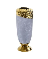 Slickblue Regal Stone Vase with Gold Accents Elegant Decorative Vase for Luxurious Interiors