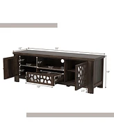 Gymax 55'' Retro Tv Stand Media Entertainment Center w/ Mirror Doors & Drawer Brown