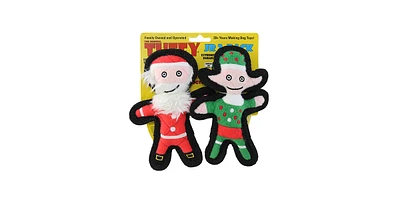 Tuffy Jr Holiday Elf and Santa 2 Pack, Dog Toy