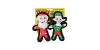 Tuffy Jr Holiday Elf and Santa 2 Pack, Dog Toy