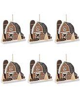 Slickblue Set of 6 Barn Ornaments – Rustic Decorations for Holiday and Farmhouse Decor