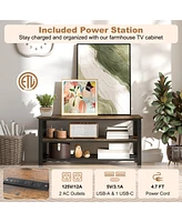 Gymax 3-tier Tv Stand for TVs up to 50 Inches w/ Power Outlets Usb Ports Shelves