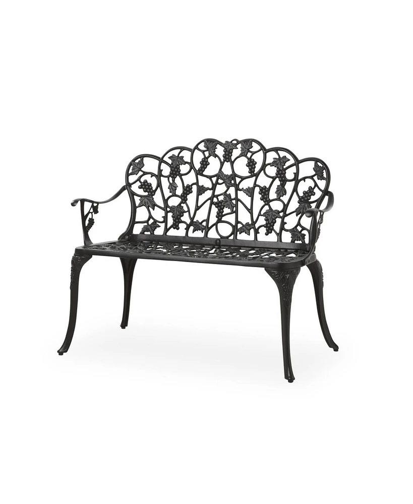 Evergreen Grapevine Garden Bench in Powder-Coated Aluminum