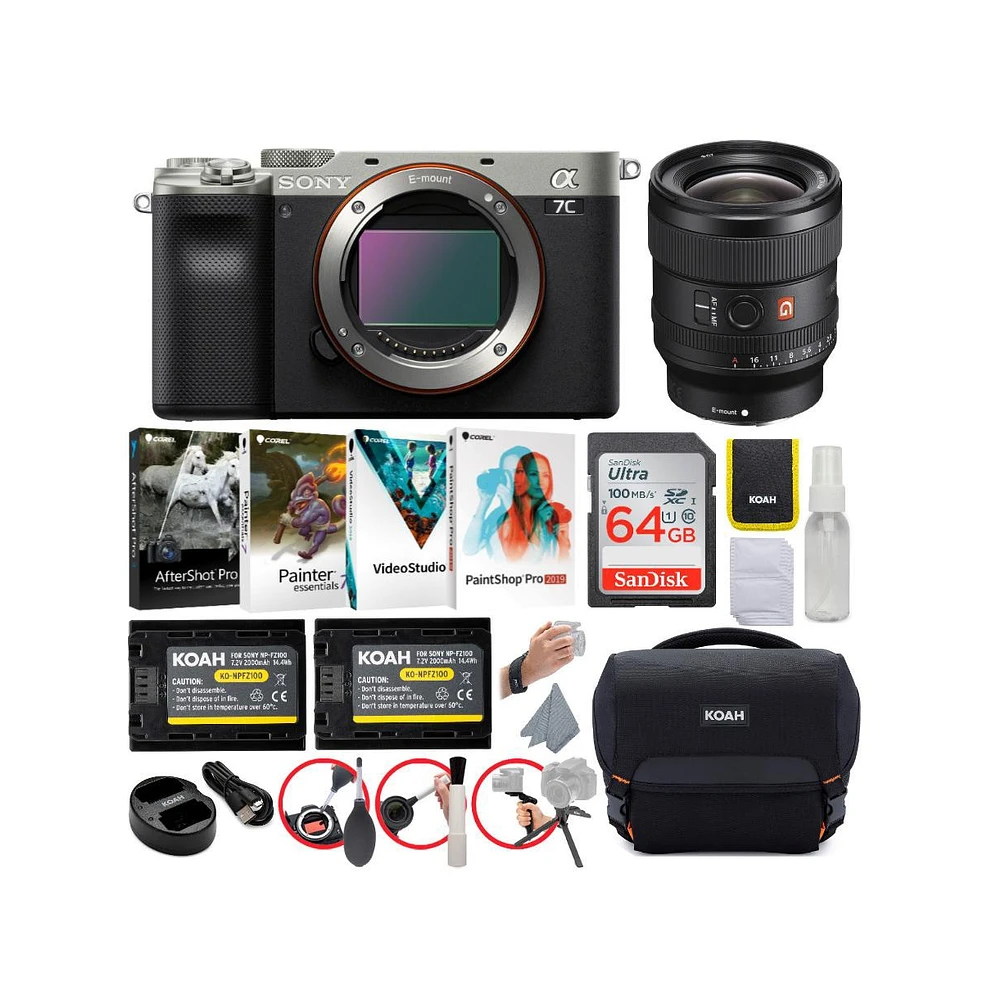 Sony Alpha a7C Full-Frame Mirrorless Camera (Silver) Bundle with Fe 24mm Gm Lens