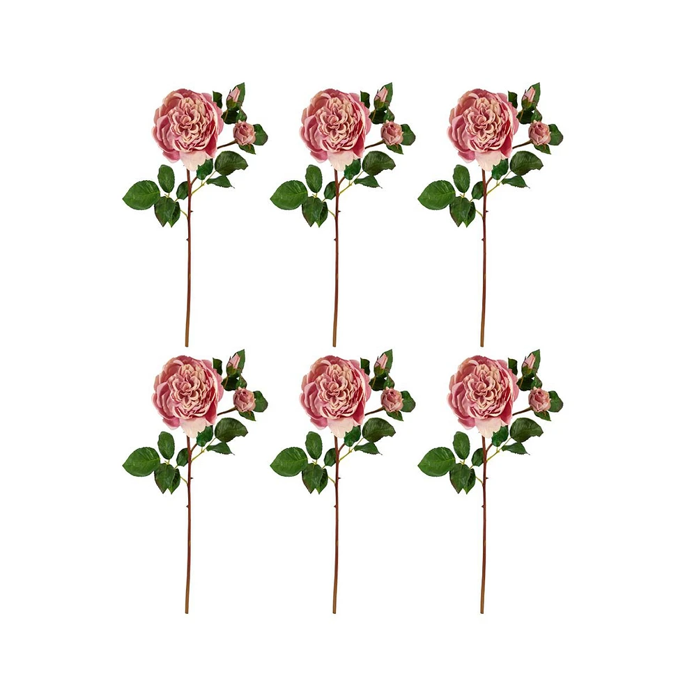 Slickblue 22" Rose Artificial Flowers - Set of 6 Faux Roses for Elegant Floral Arrangements