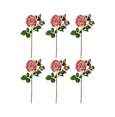 Slickblue 22" Rose Artificial Flowers - Set of 6 Faux Roses for Elegant Floral Arrangements
