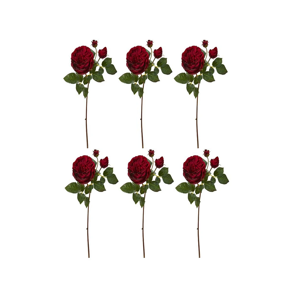 Slickblue 22" Rose Artificial Flowers - Set of 6 Faux Roses for Elegant Floral Arrangements