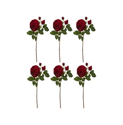 Slickblue 22" Rose Artificial Flowers - Set of 6 Faux Roses for Elegant Floral Arrangements