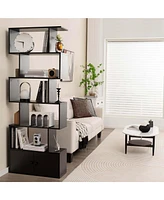 Costway 6-Tier S-Shaped Bookcase Storage Rack Bookshelf with Cabinet Anti-toppling Devices