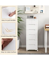 Costway Pcs -Drawer Plastic Rolling Storage Cart with 4 Universal Wheels Dresser Cabinet