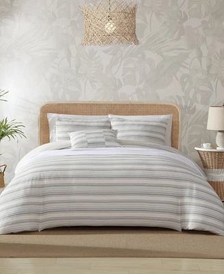 Closeout! Tommy Bahama Home Island Waffle Stripe Jacquard 3 Piece Duvet Cover Set, Full/Queen