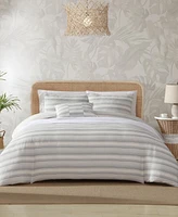 Tommy Bahama Home Island Waffle Stripe Jacquard 3 Piece Duvet Cover Set