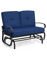 Costway Glider Outdoor Patio Rocking Bench Loveseat Cushioned Seat Steel Frame