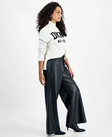 Dkny Jeans Petite Faux Leather Wide-Leg Pants