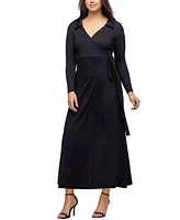 24seven Comfort Apparel Women's Comfortable Collared Wrap Maxi Dress