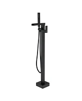 Boyel Living 2.4 Gpm Single-Handle Floor Mount Freestanding Tub Faucet with Hand Shower and Built-in Valve