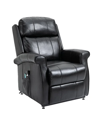 Boyel Living Faux Leather Elderly Power Lift Recliner 8-Point Massage Reclining Chair with Side Pocket and Remote Control