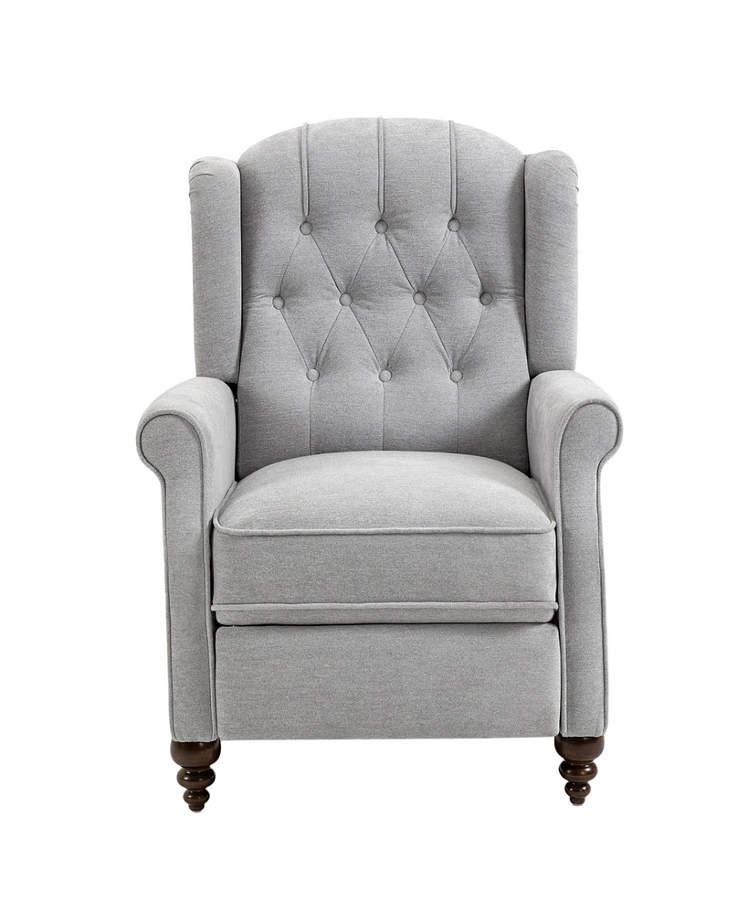 Boyel Living 34 in. Elegant Nailhead Tufted Recliner, Push Back Accent Chair with Rubber Wooden Legs