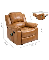 Boyel Living Heavy Duty Faux Leather 8-Point Massage Glider Recliner with Remote Control and Side Pocket