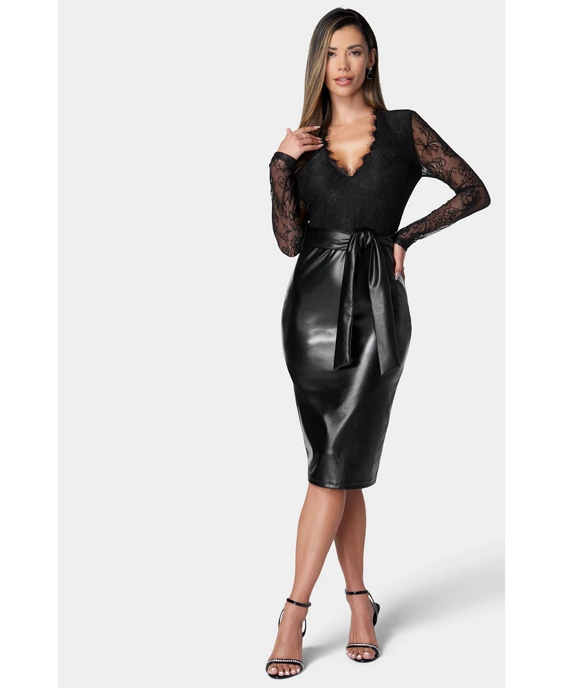 Bebe Women's Faux Leather Skirt Dress