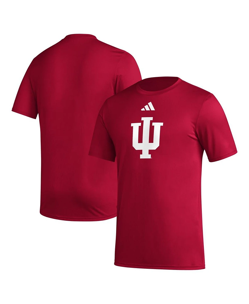 Adidas Men's Crimson Indiana Hoosiers Primary Locker Logo Pre-Game Aeroready T-Shirt