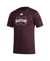 Adidas Men's Maroon Mississippi State Bulldogs Primary Locker Logo Pre-Game Aeroready T-Shirt