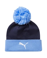 Puma Navy Men's and Women's Manchester City Essential Cuffed Knit Hat with Pom