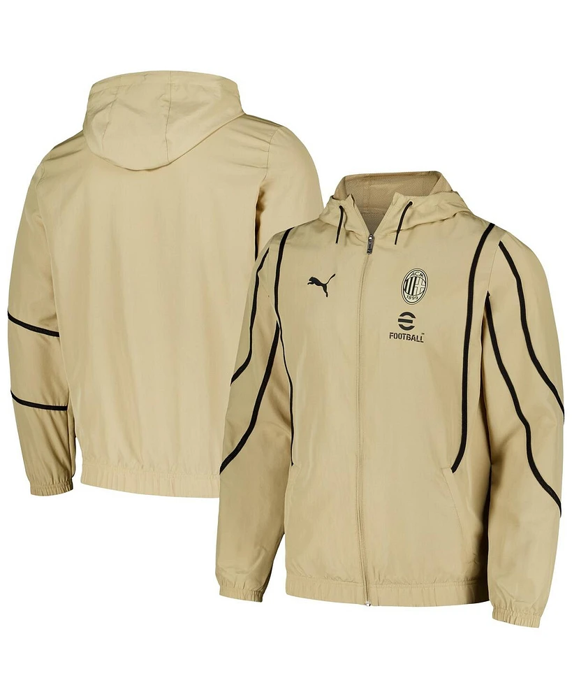 Puma Men's Tan Ac Milan 2024/25 Pre-Match Anthem dryCELL Full-Zip Hoodie Jacket