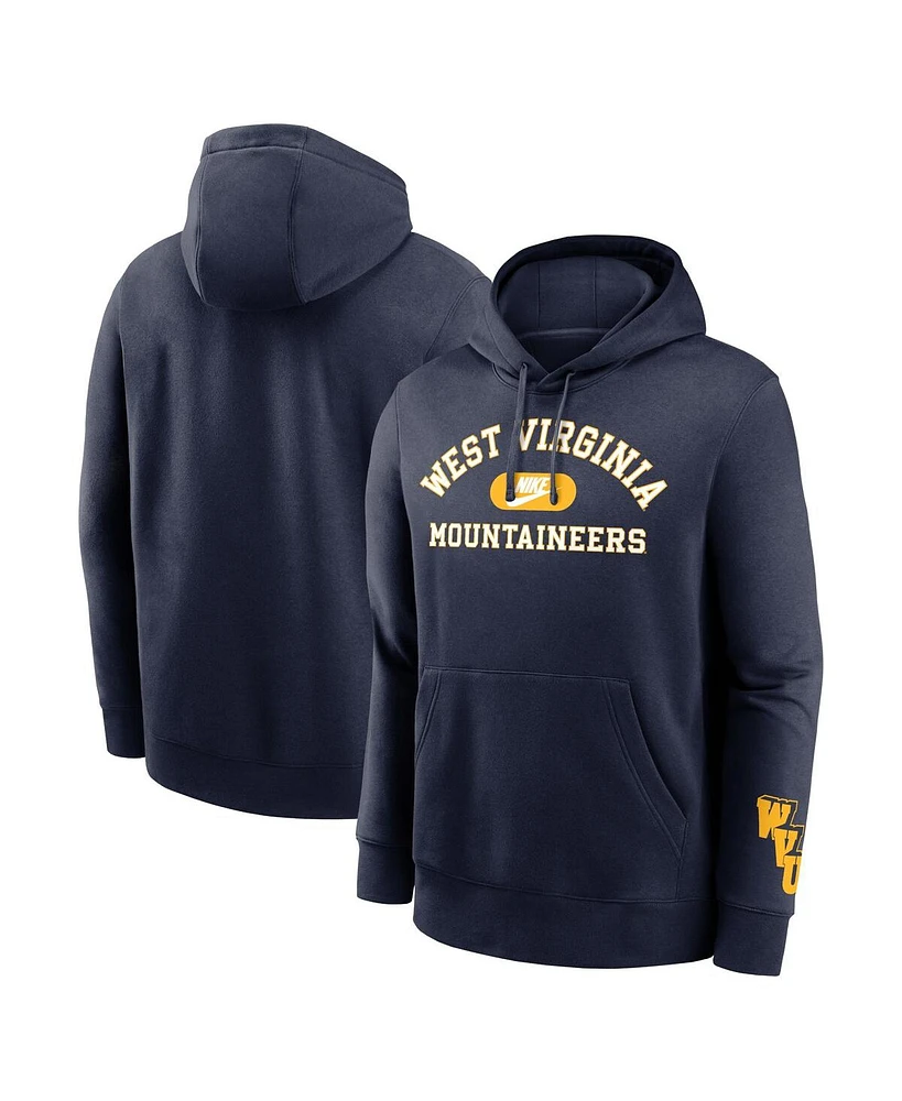 Nike Men's Navy West Virginia Mountaineers Legacy Foundational Two-Hit Club Performance Pullover Hoodie