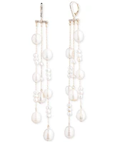 Emily in Paris Gold-Tone Pave & Freshwater Pearl Triple-Row Statement Earrings