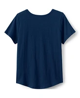 Lands' End Big Girls Plus Short Sleeve Curved Hem Graphic Tee Shirt