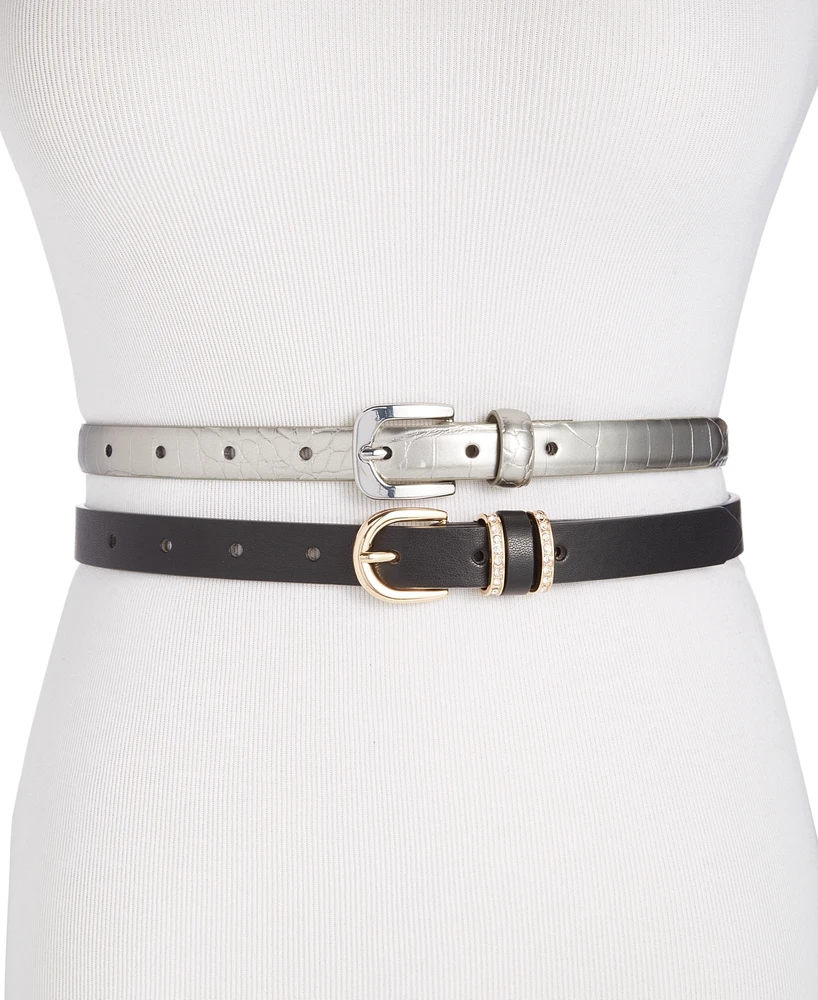 I.n.c. International Concepts Women's 2-Pc. Faux-Leather Belt Set, Created for Macy's