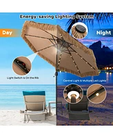 Givimo 10 Feet Hawaiian Style Solar Lighted Thatched Tiki Patio Umbrella