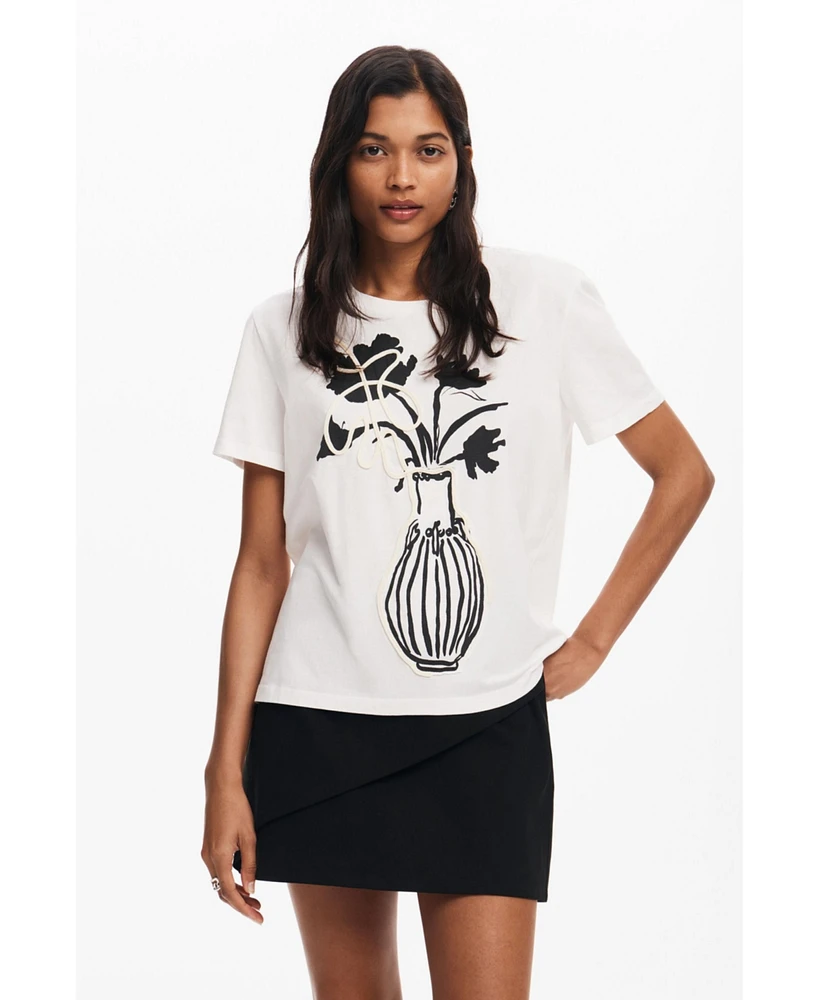 Desigual Women's Plain vase T-shirt