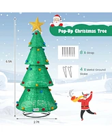 Costway Pop-Up Christmas Tree Pull-Up Artificial Xmas Collapsible Decoration 200 Lights