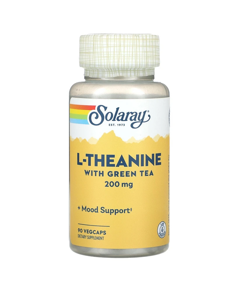 Solaray L-Theanine With Green Tea 200 mg - 90 VegCaps - Assorted Pre