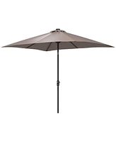 Outsunny 9' x 7' Solar Umbrella, Patio Umbrella with Led Lights, Tan