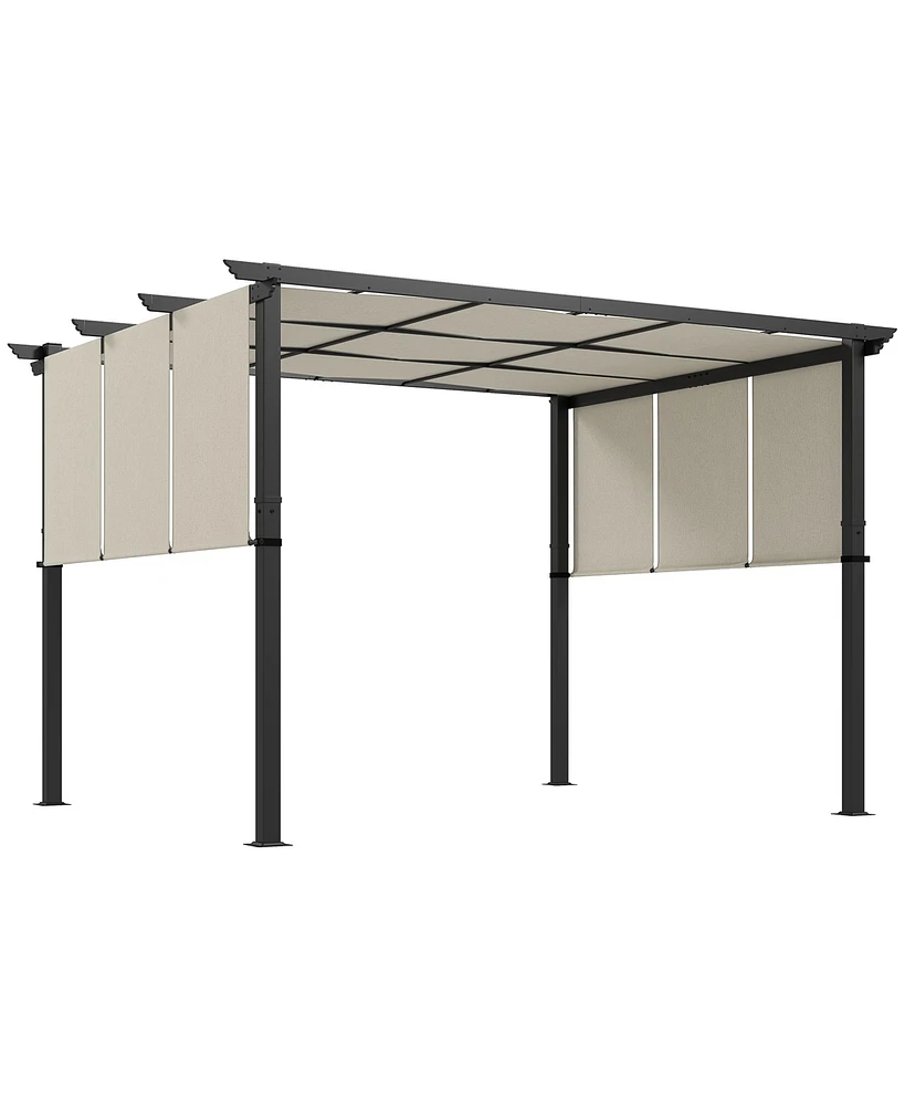 Outsunny 10' x 12' Metal Pergola with Retractable Canopy for Patio, Deck