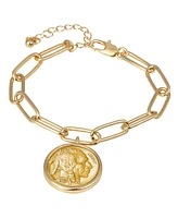 American Coin Treasures 16459 Gold Layered Buffalo Nickel Coin Goldtone Elongated Link Bracelet