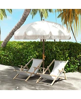 Outsunny 6.2' Ruffled Beach Umbrella with Carry Bag, Vent, Blue Stripe